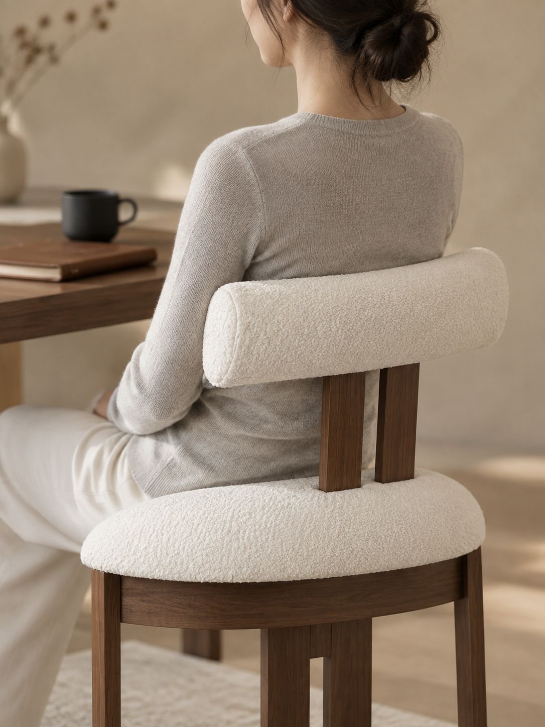 Chaise vintage en bois massif vue de face