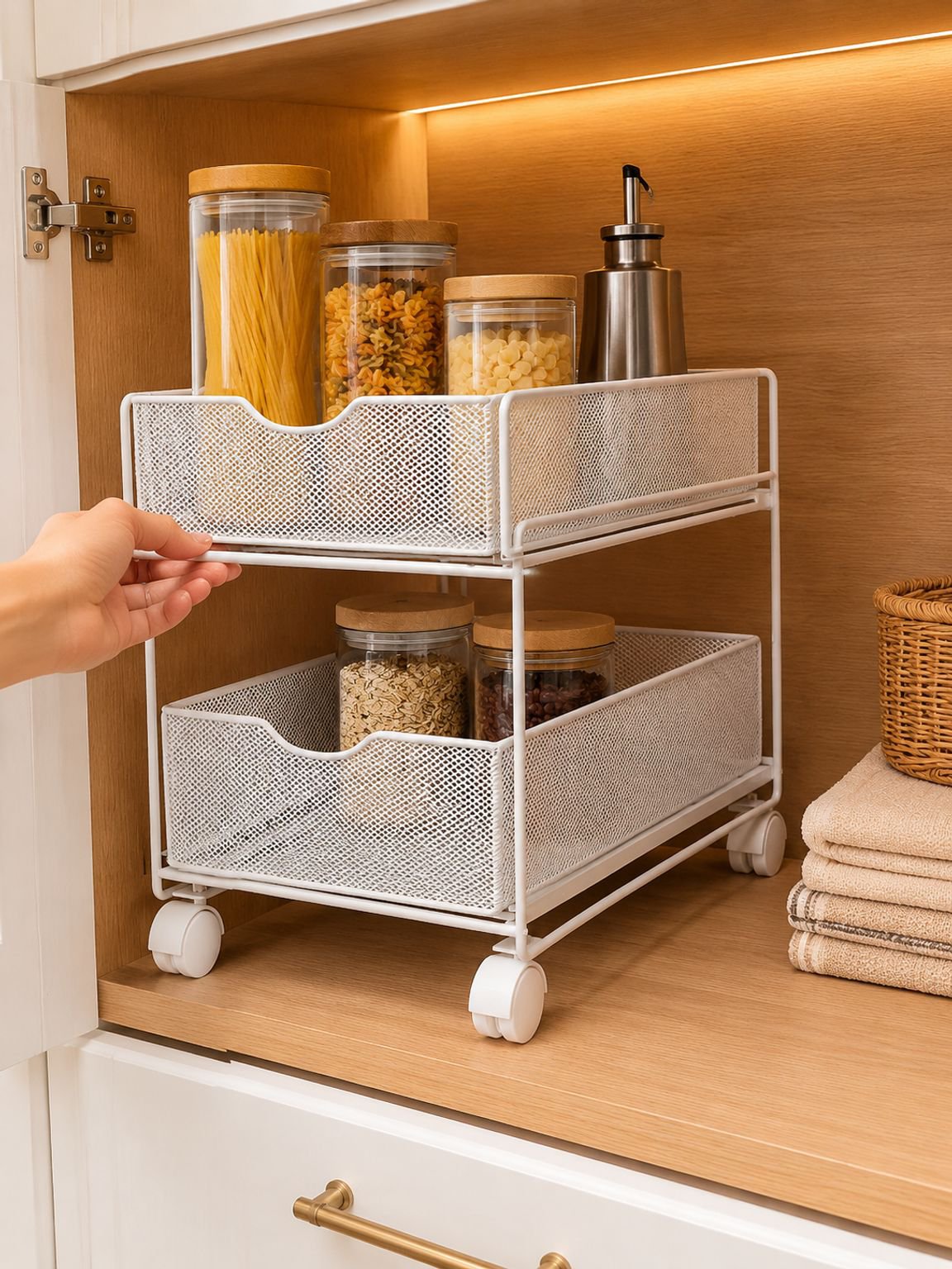 Pull-Out Kitchen Cabinet Shelf Organizer