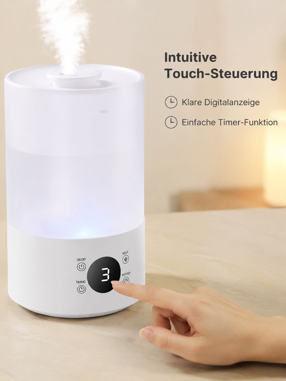 Leiser Haushalts-Luftbefeuchter mit 4L Fassungsvermögen, intelligentes Raumduft-Sprühgerät