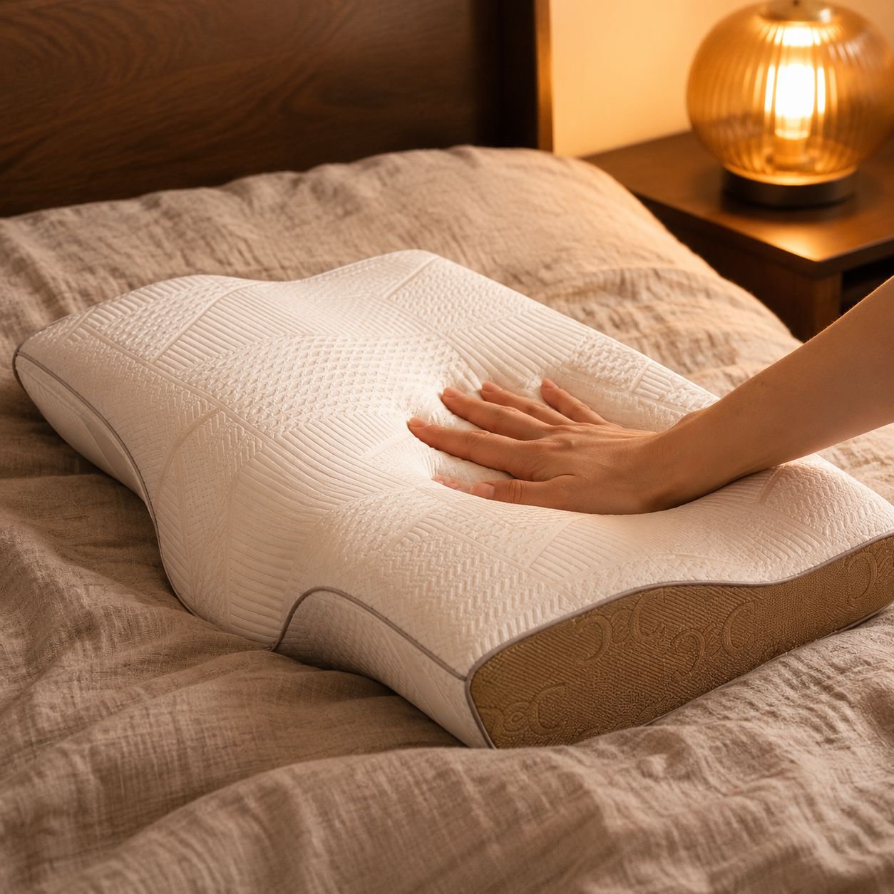 Almohada ergonómica de memoria de presión cero para dormir de lado, cómoda para el hogar