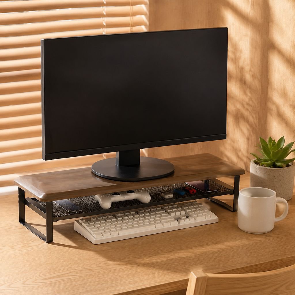 机上モニター台 キーボード収納可能 テレワークに最適