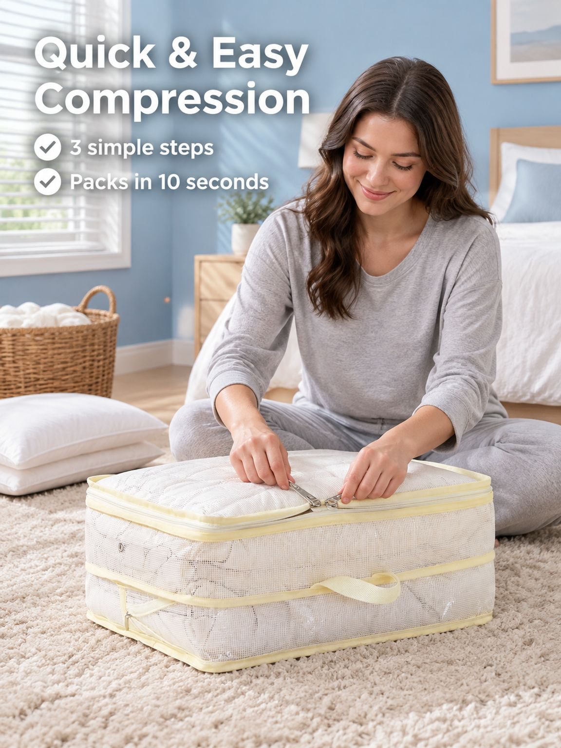 Transparent clothing cotton quilt compression storage bag