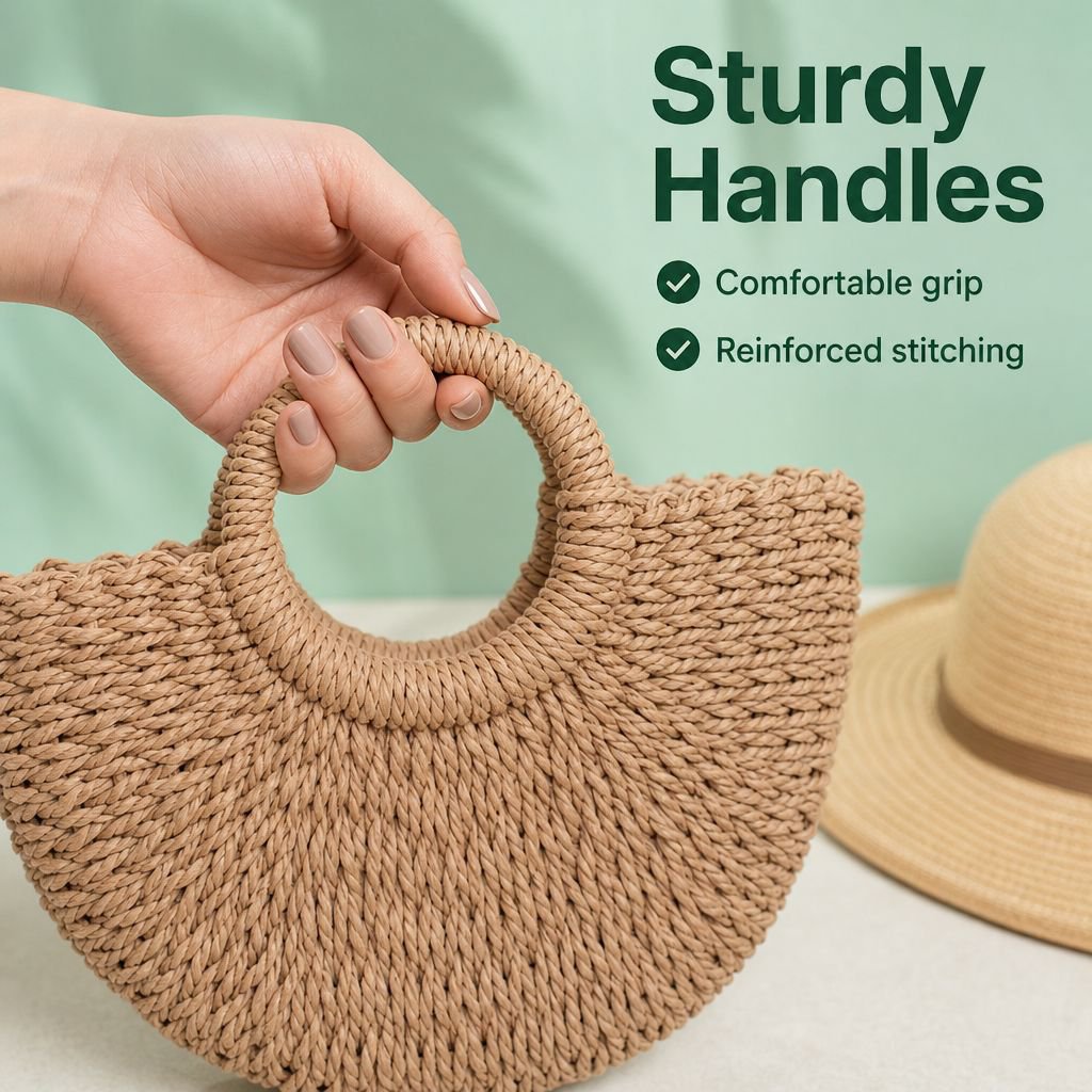 Fashion Straw Beach Tote for Women, Summer Gift Handbag
