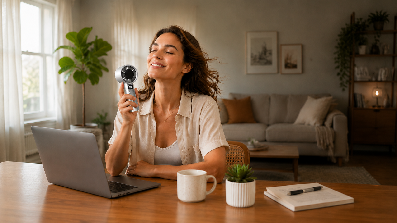 USB Rechargeable Handheld Fan with Digital Display