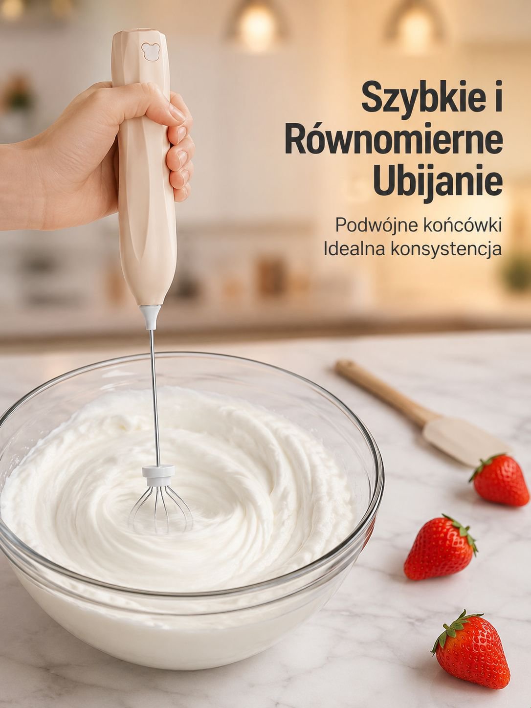 Mikser z podwójną głowicą, szybkie mieszanie, nie brudzi blatu