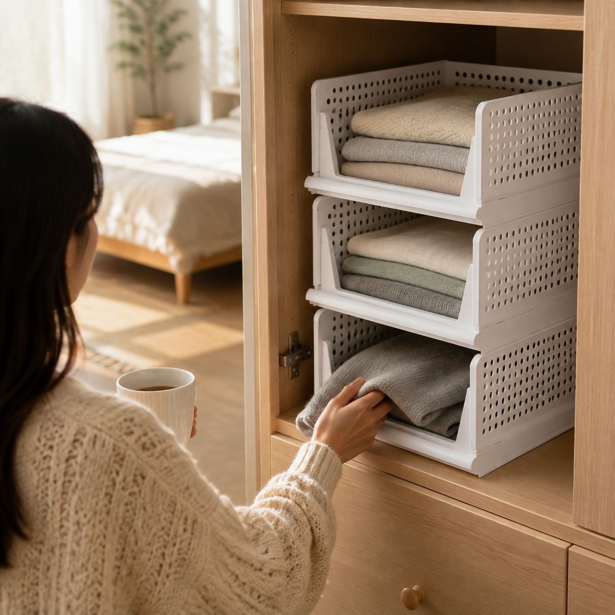 Stackable plastic organizer for home and office