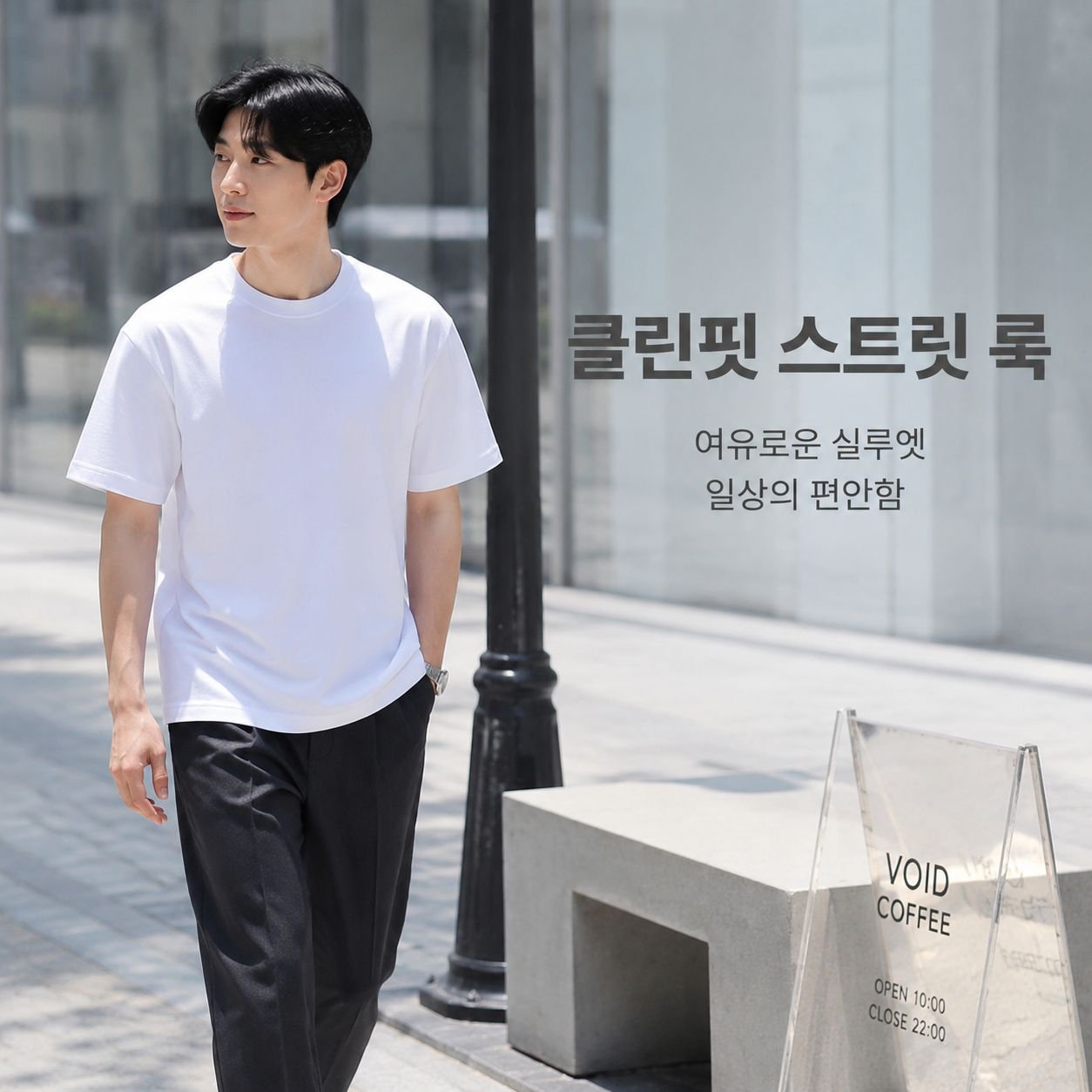 남성용 순면 라운드넥 티셔츠