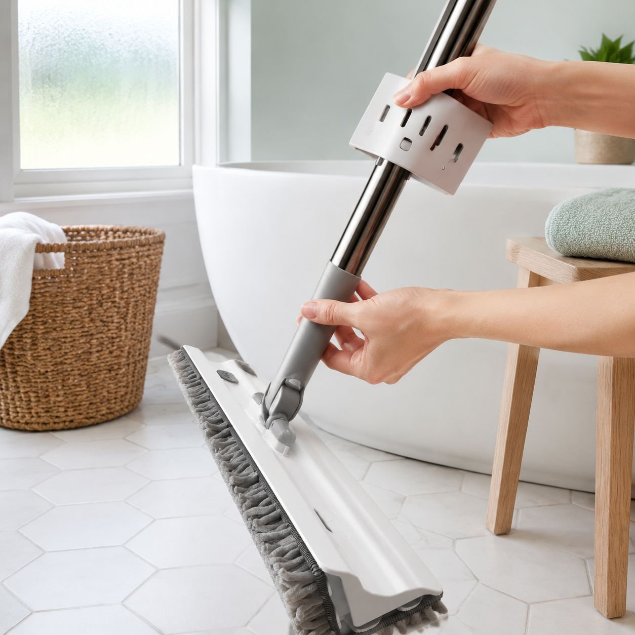 Hands-Free Triangular Mop, Double-Sided Design, Wet & Dry Household Cleaning Gadget