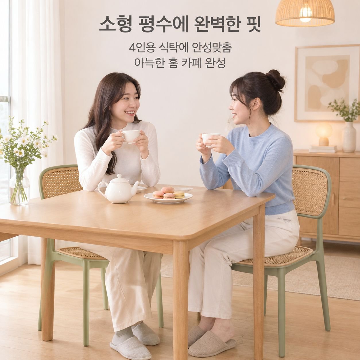 북유럽 스타일의 견고한(두께감 있는) 다이닝 체어