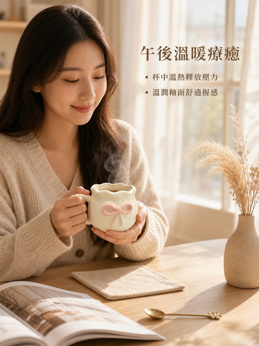 創意手工蝴蝶結陶瓷杯