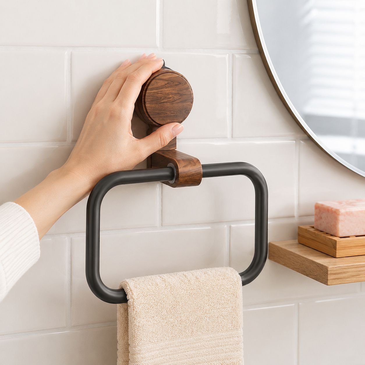 Nordic Style Walnut Towel Hanger