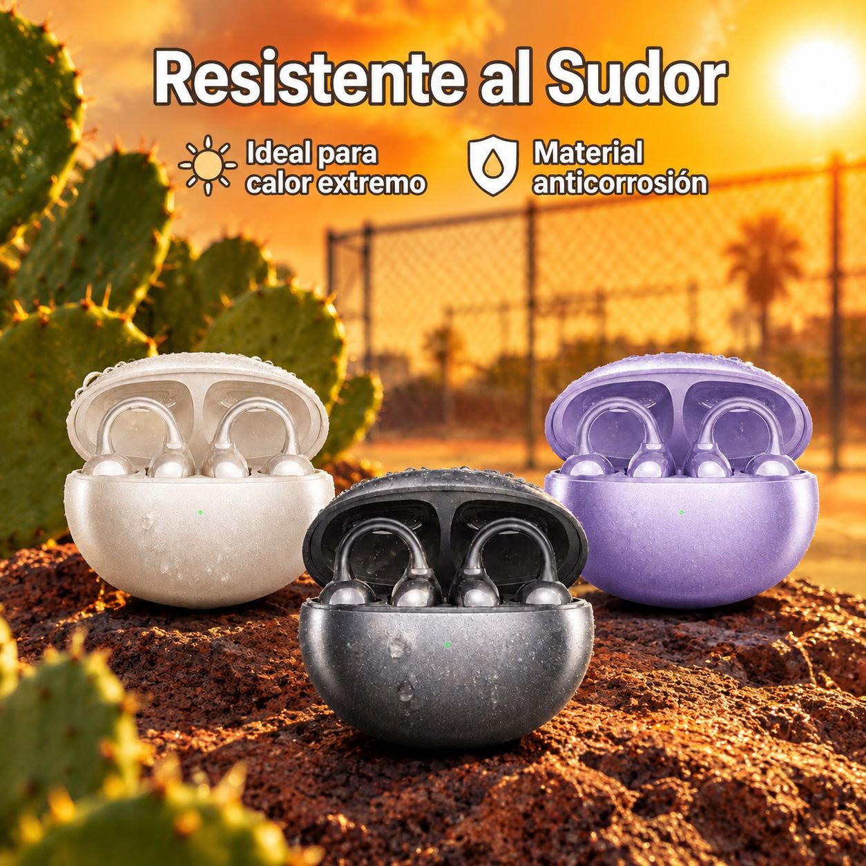 Auriculares Bluetooth deportivos con clip para la oreja, conducción ósea y cancelación de ruido