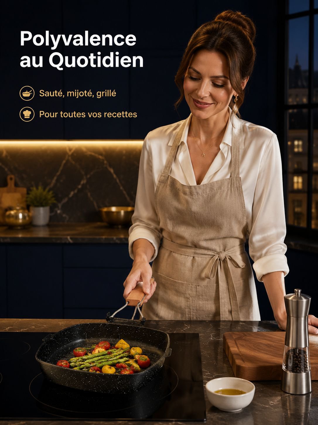 Poêle polyvalente pour cuisinière à induction et à gaz
