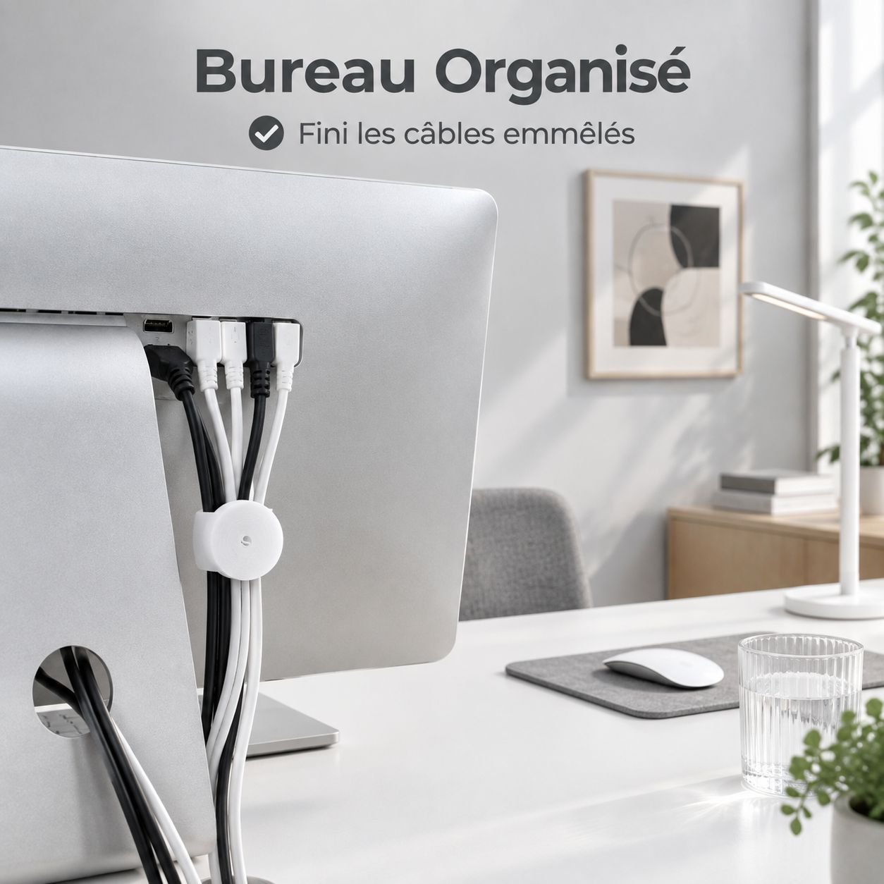 Sangles Serre-Câbles Auto-Agrippantes Attaches Câbles Réutilisables pour Bureau PC