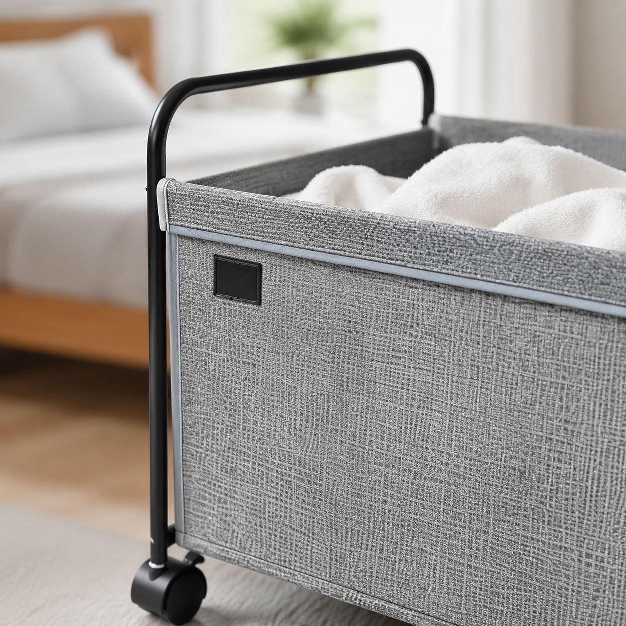 Durable Oxford cloth laundry basket on wheels