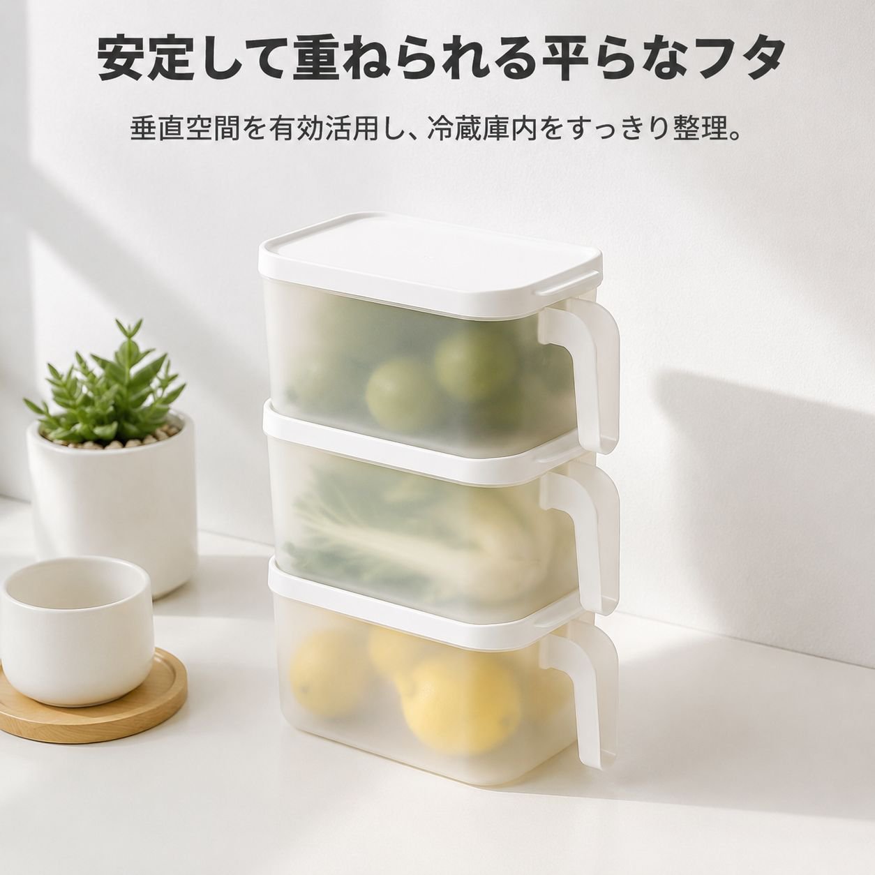 冷蔵庫収納ボックス 卵・野菜用フードグレード密封保存容器