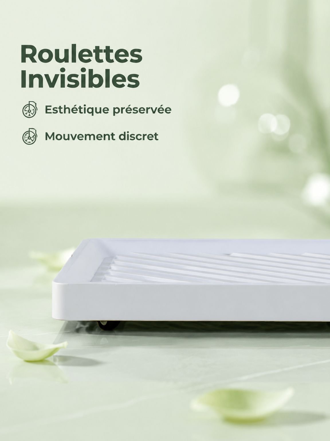 Plateau carré haut de gamme pour pot de fleurs, base mobile à roulettes universelles dissimulées