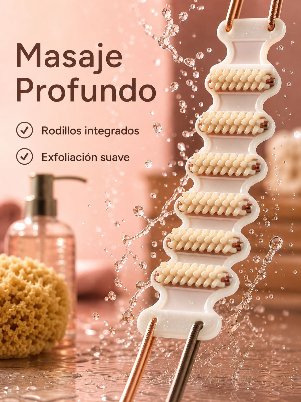 Toalla exfoliante multifuncional con rodillo para la espalda