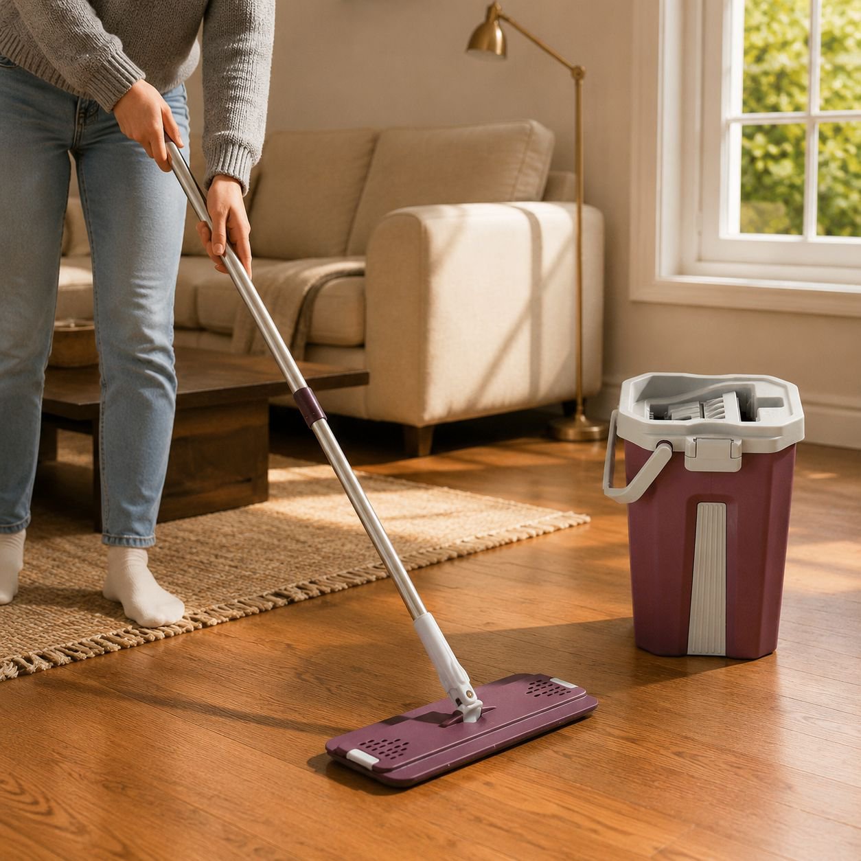 Extendable Handle Microfiber Flat Mop Multifunctional Floor Cleaner for Home