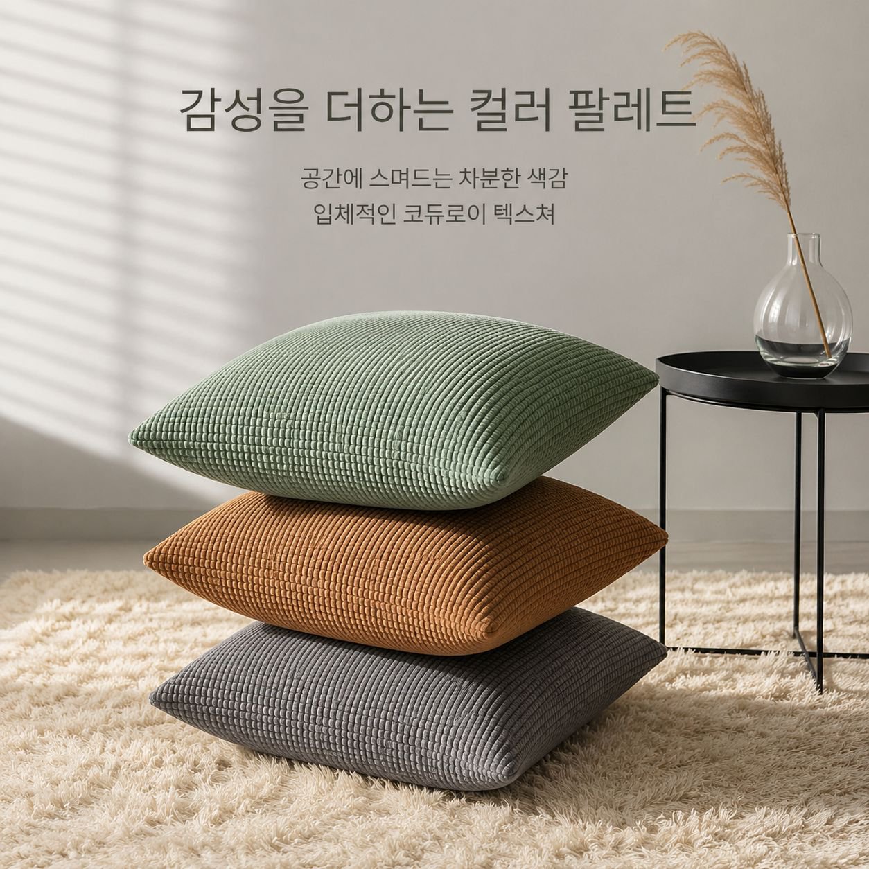 사각형 코듀로이 쿠션