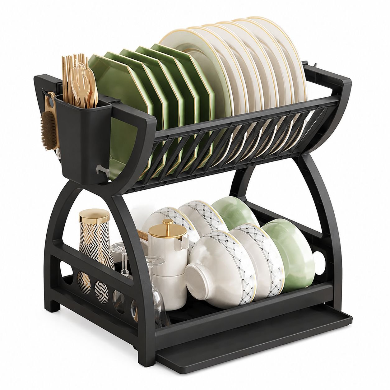 Plastic Kitchen Rack for Dishes, Chopsticks, and Knives with Drainage Function