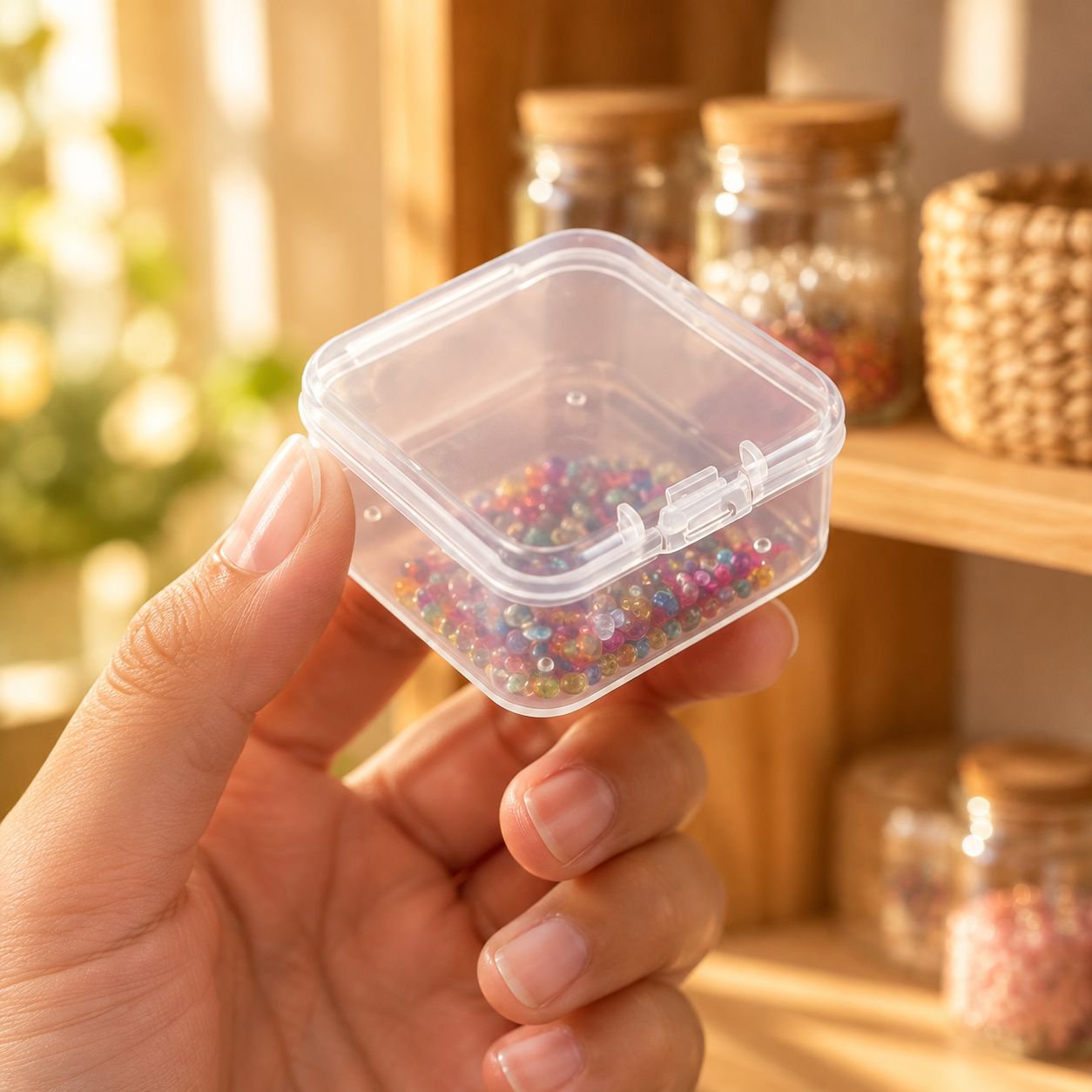 Caja de almacenamiento multifuncional semitransparente