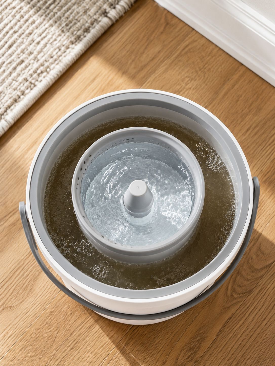 Wet and dry mop with clean sewage separation feature
