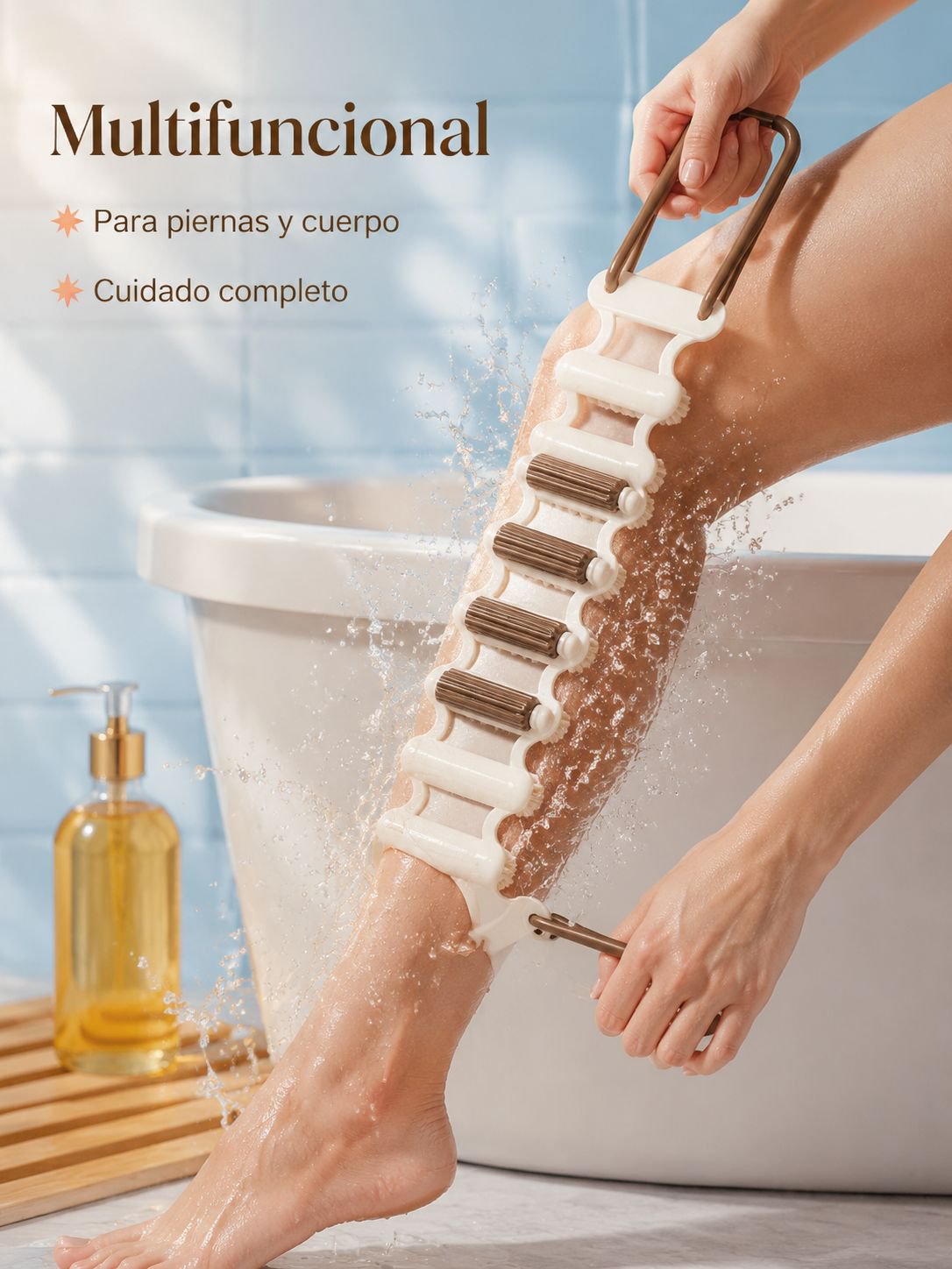 Toalla exfoliante multifuncional con rodillo para la espalda