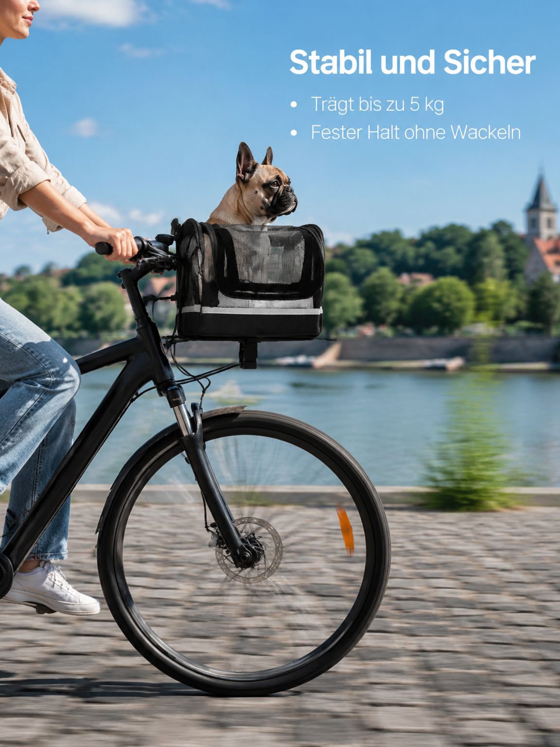 Faltbare Fahrradkorb-Tasche für kleine Haustiere (Katzen und Hunde), Lenkertasche, abnehmbar.
