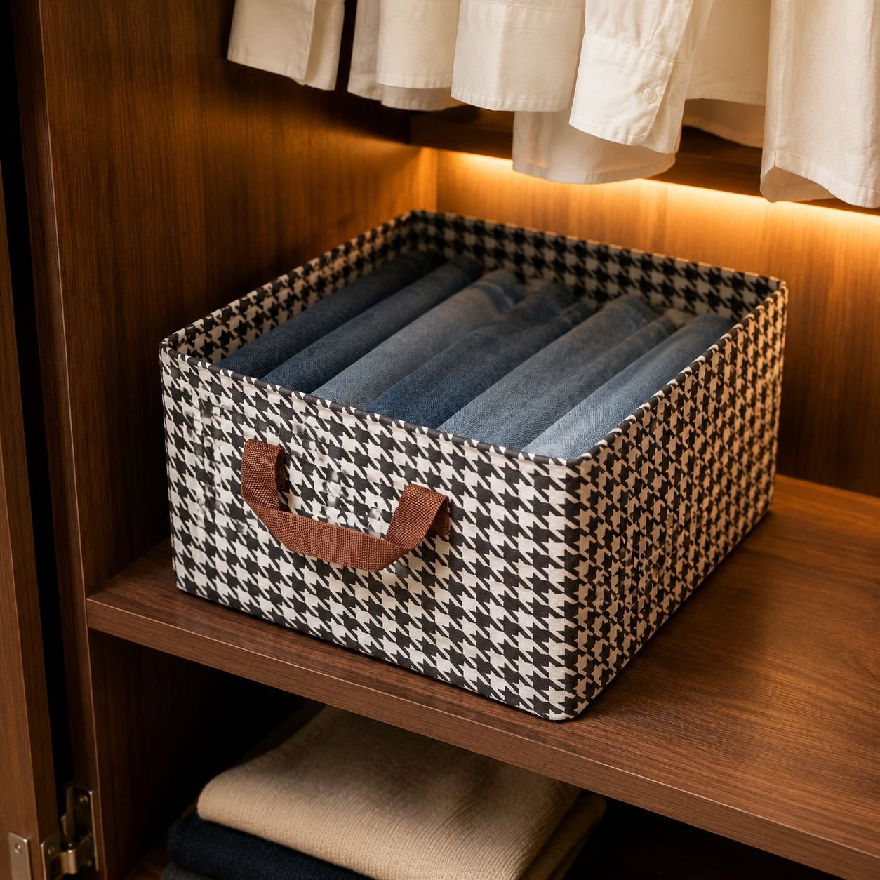 Foldable Clothes and Pants Organizer Box for Wardrobe Storage