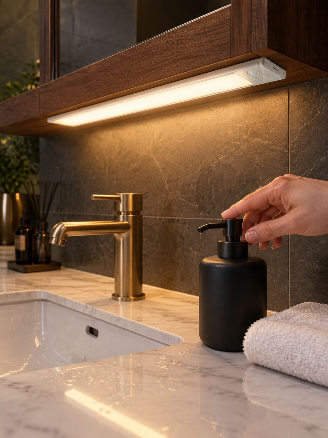 Automatic motion activated LED lamp in use