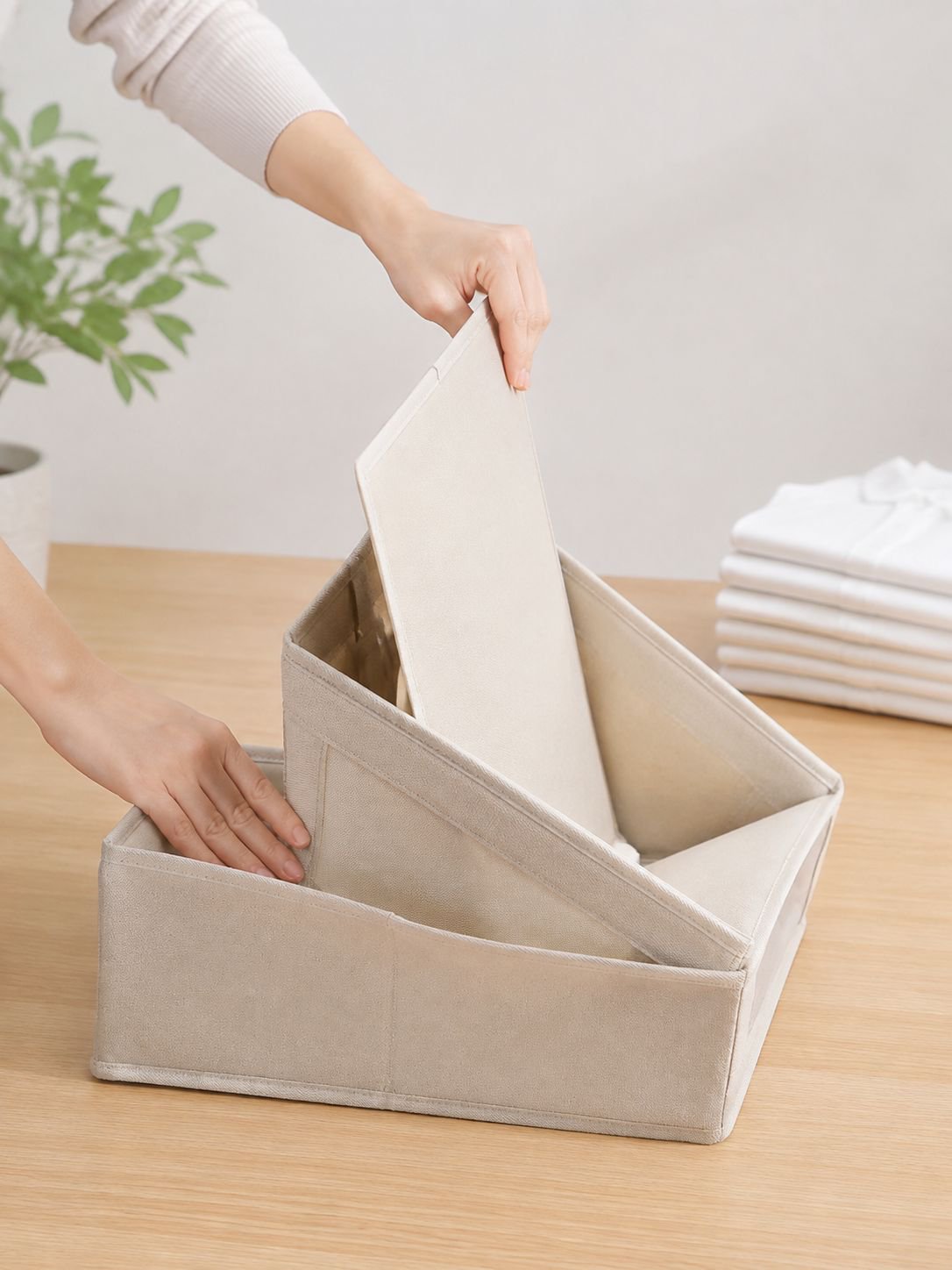 Organizador de ropa de algodón y lino, fácil de transportar