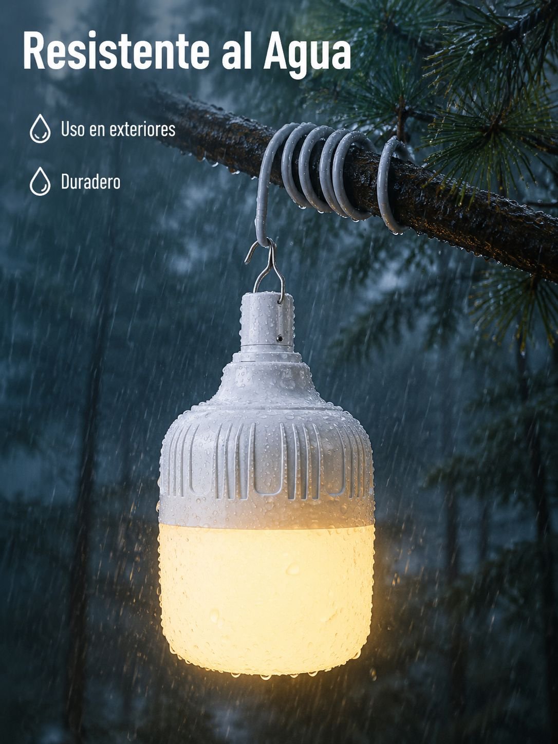 Luz colgante LED portátil para exteriores