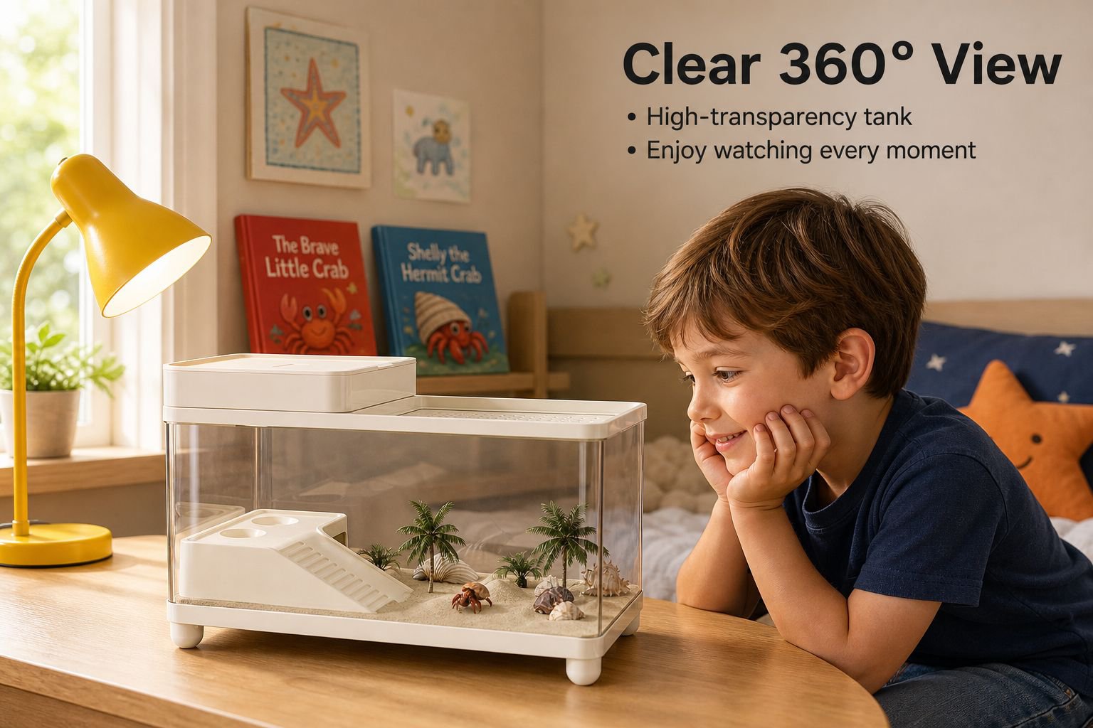 Large glass habitat for turtles and hermit crabs