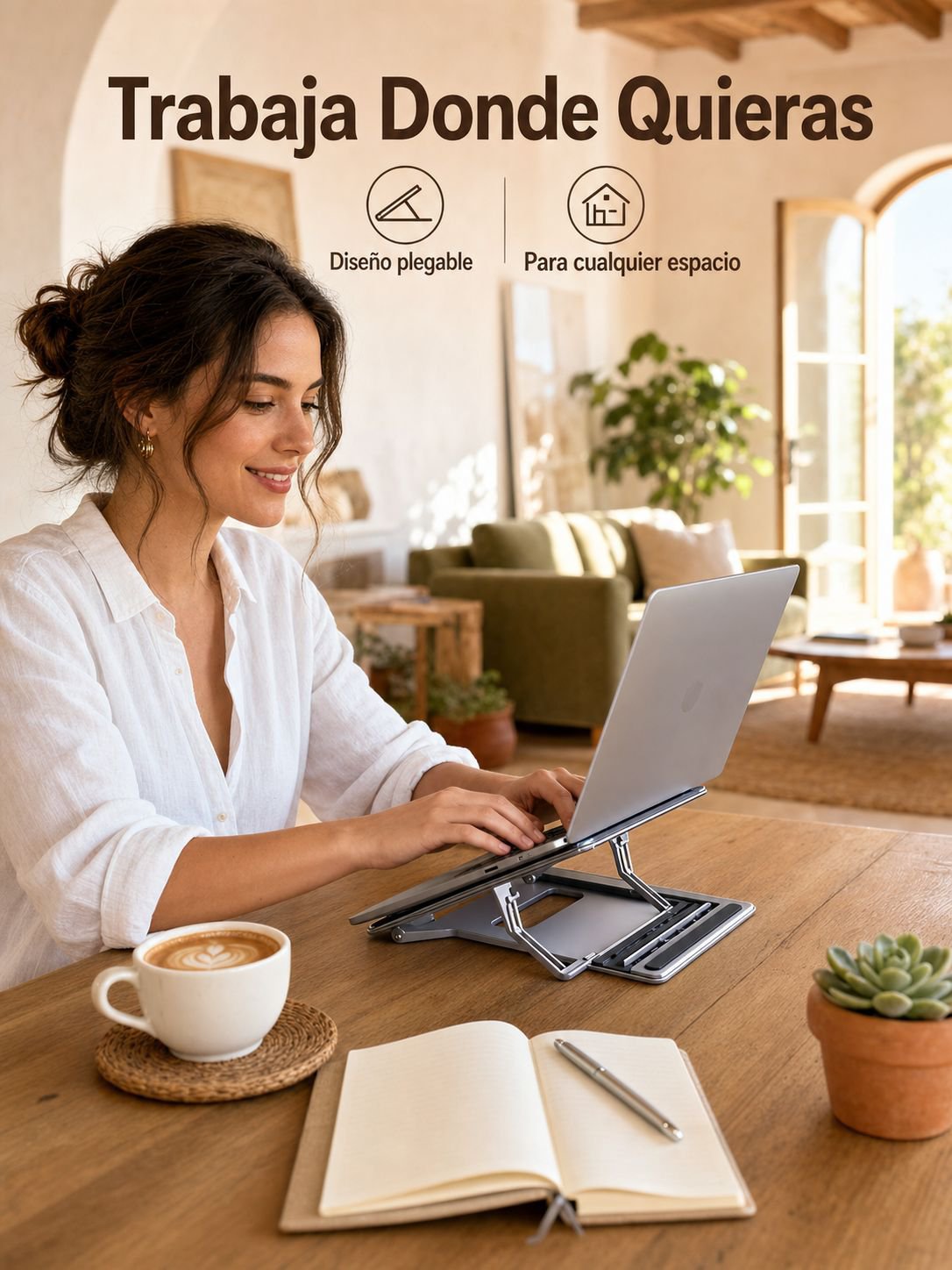 Soporte plegable y ajustable para notebook, portátil, de aluminio, con disipación de calor