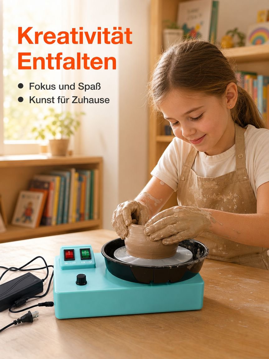Elektrische Töpferscheibe für Kinder in Aktion