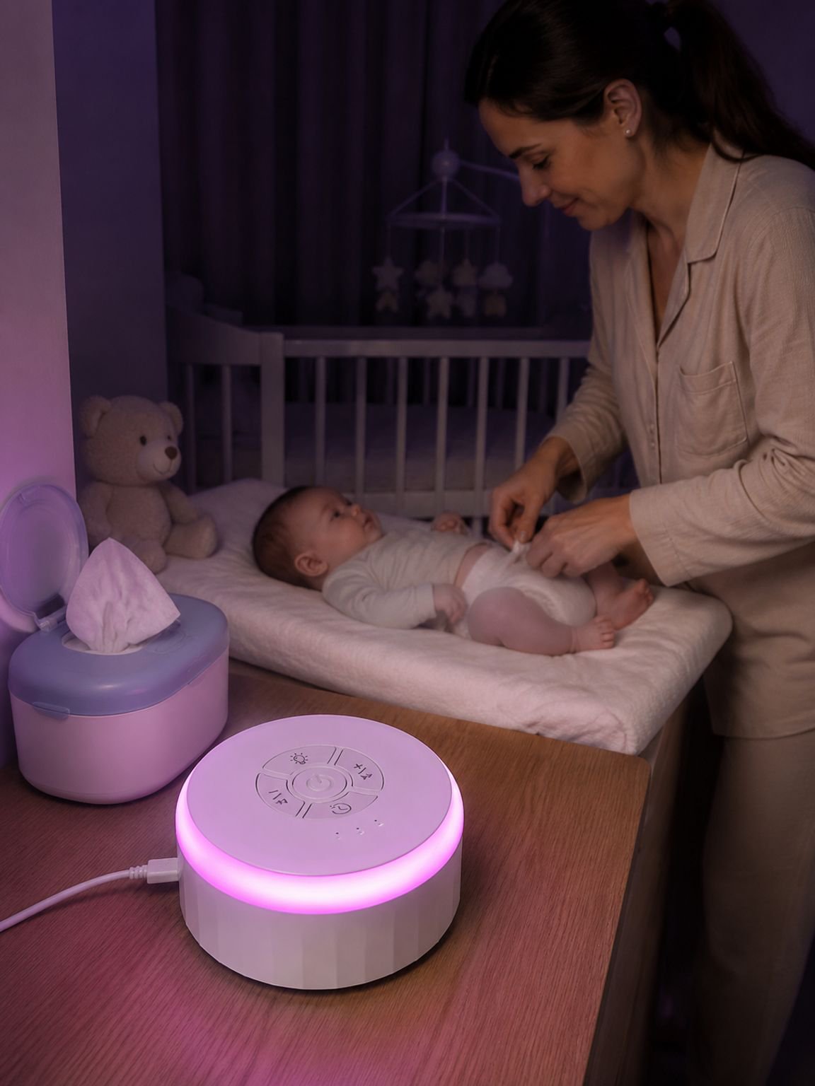 Lámpara nocturna musical inteligente para ayudar a dormir bebés