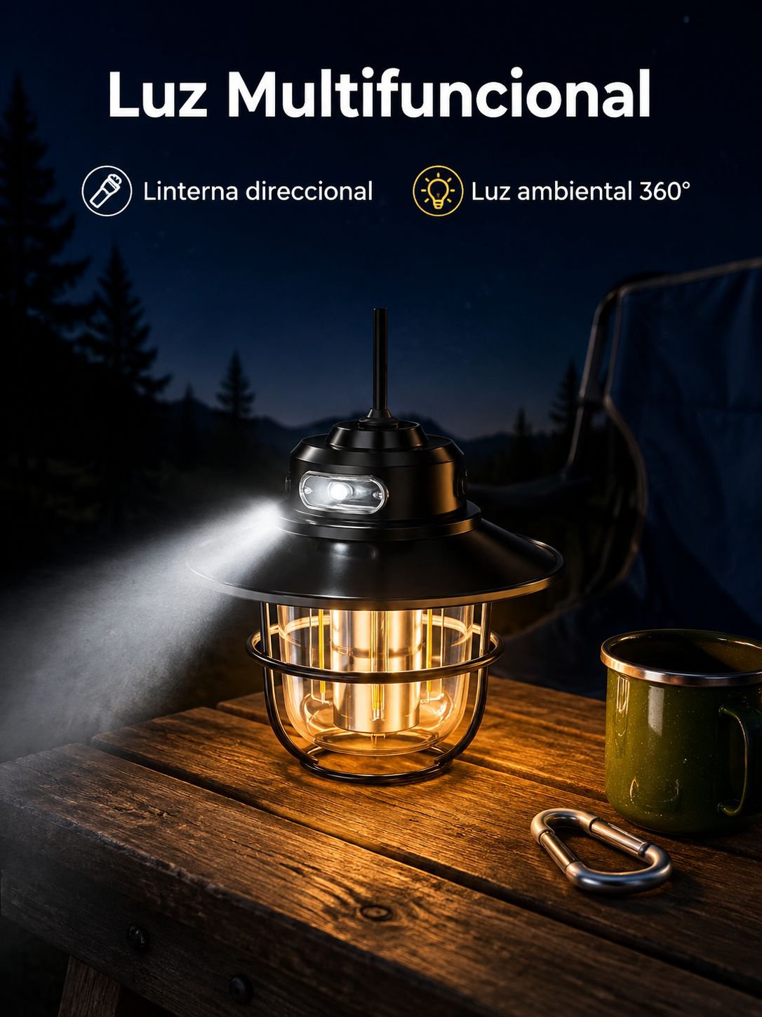 Lámpara portátil multifuncional para exteriores