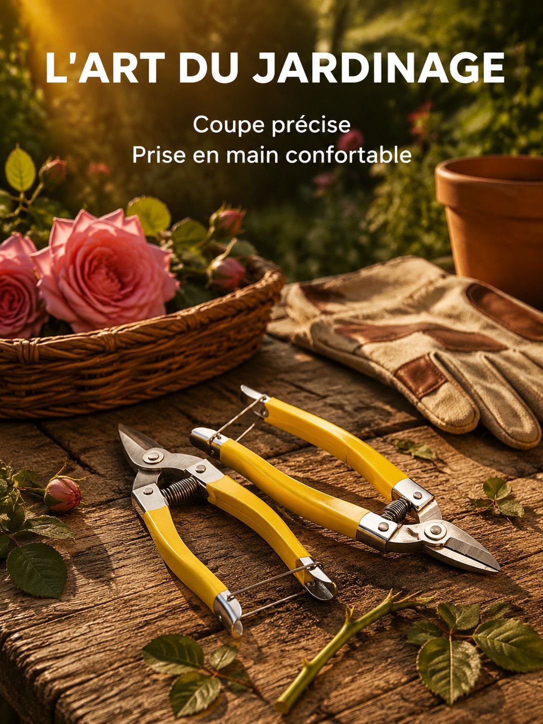 Ciseaux d'élagage de jardin en acier inoxydable, poignée antidérapante, outil professionnel