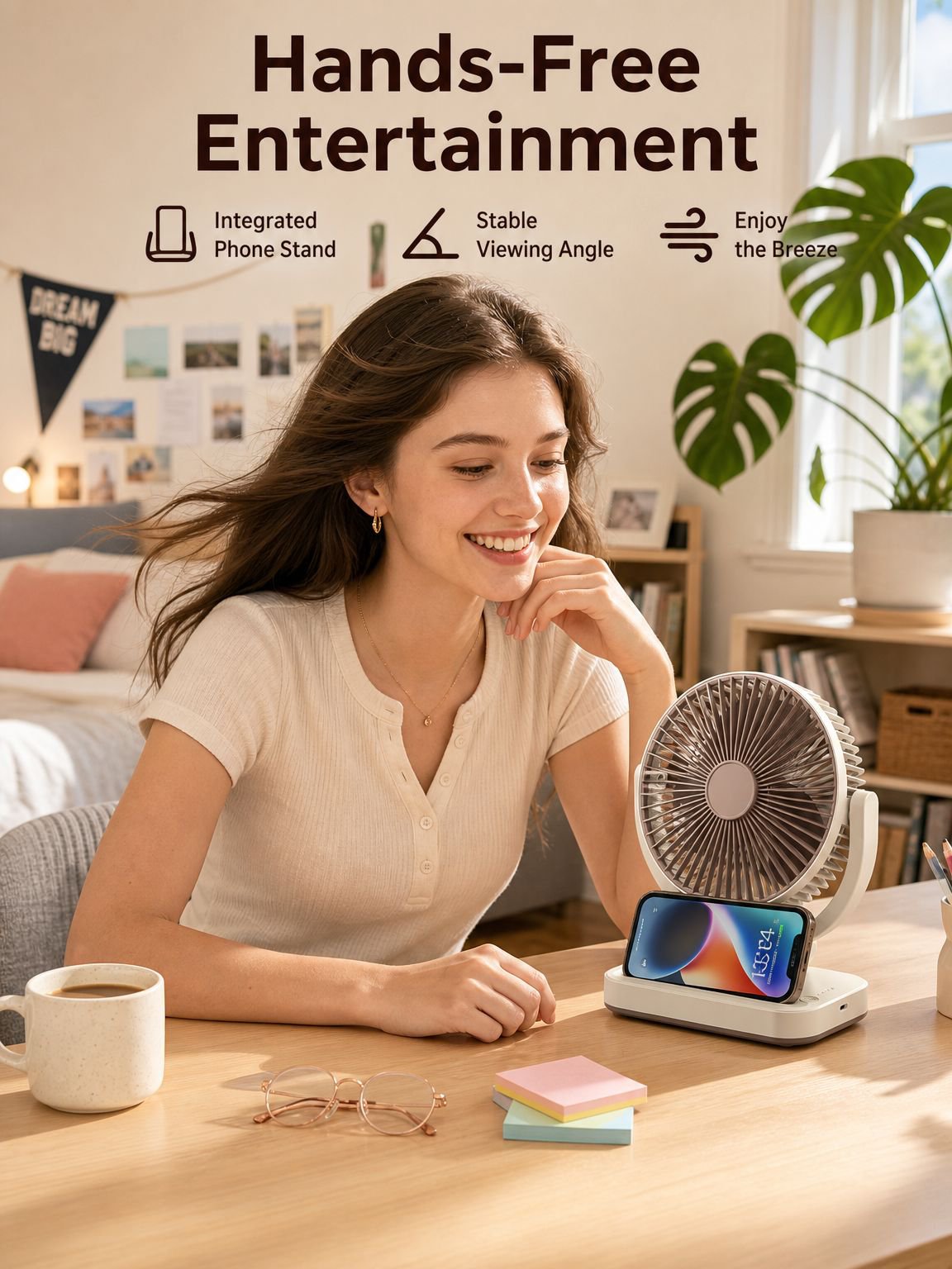 3-in-1 Night Light Rechargeable Fan Cell Phone Holder Ceiling Fan