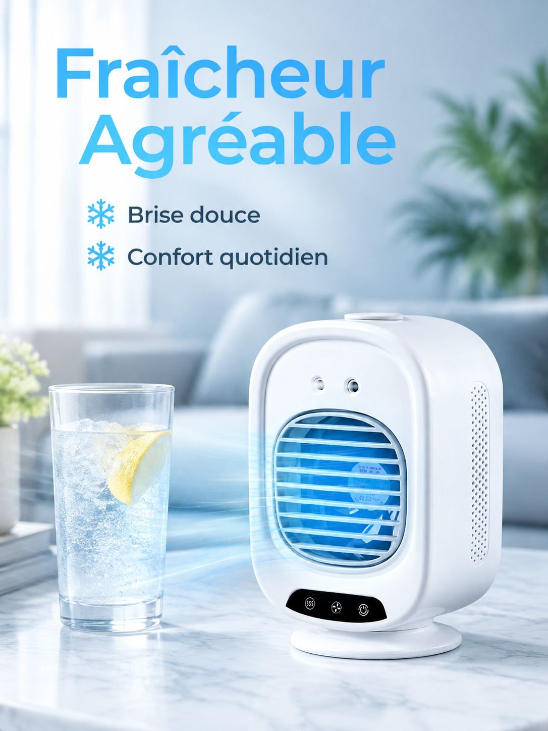 Mini climatiseur portable à chargement USB, ventilateur de bureau pour bureau et dortoir