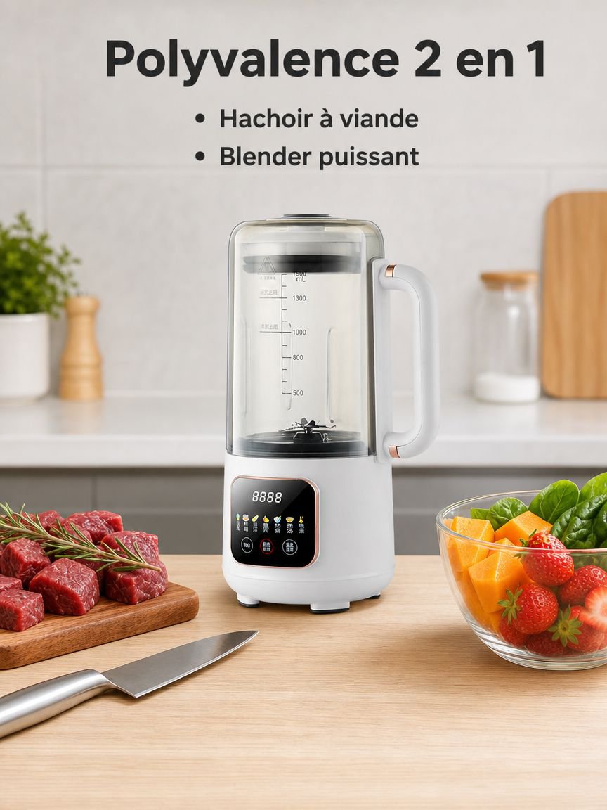 Hachoir à viande et mixeur multifonction grande capacité pour la maison