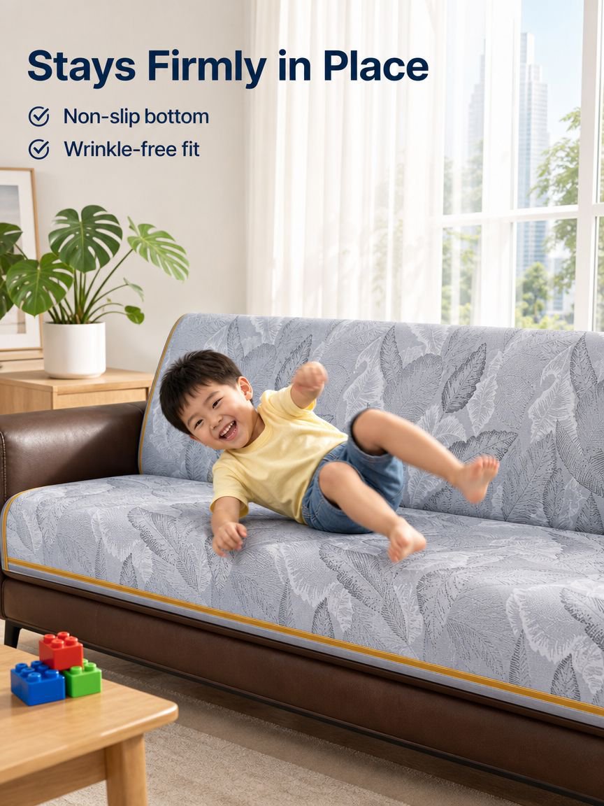 Summer Ice Silk Leather Sofa Non-slip Cool Cushion Cover