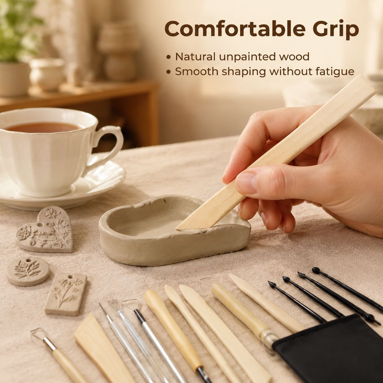 Stone Plastic Clay Carving Tool Kit for DIY, Includes 7 Carving Needles and Pottery Tools