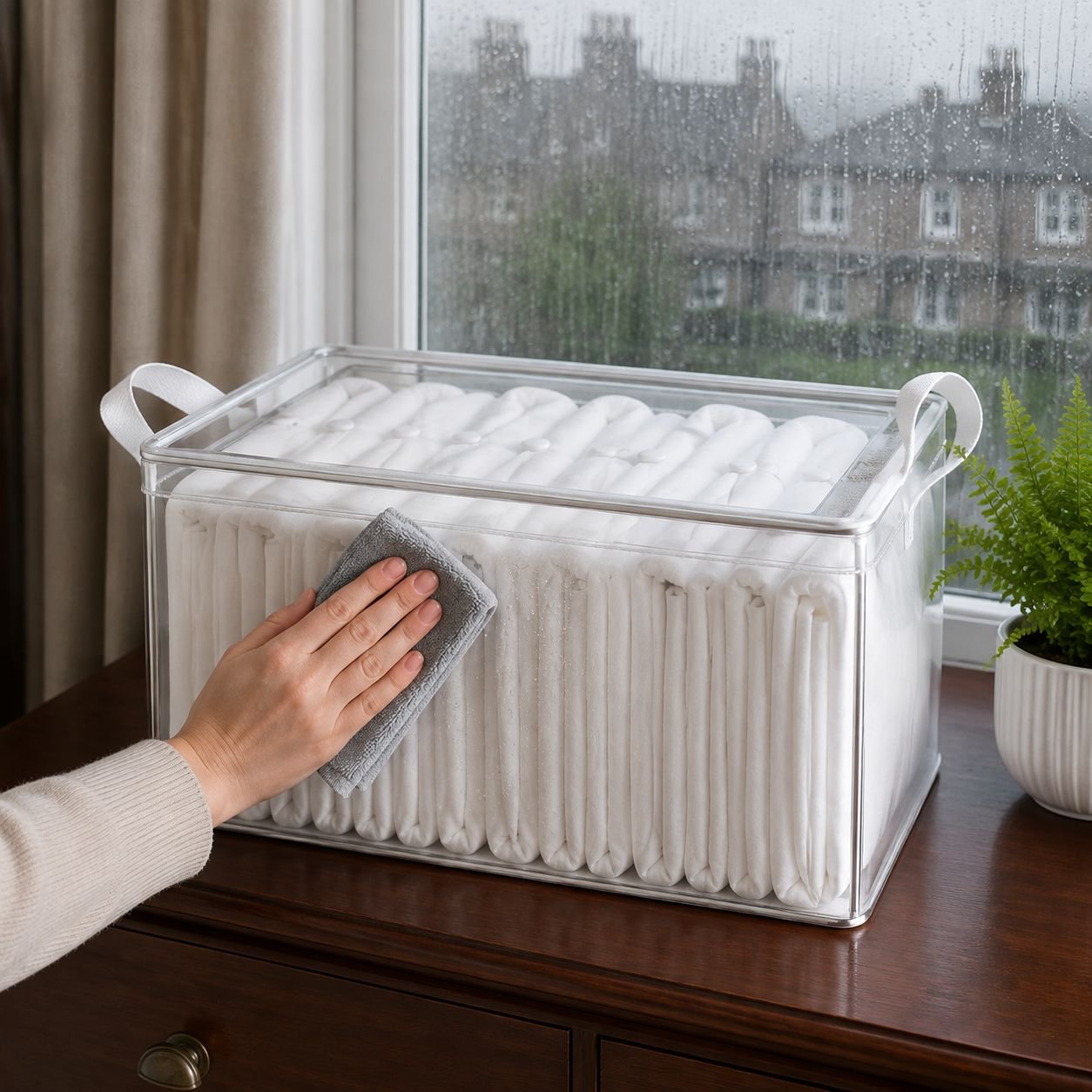 Steel Frame Transparent Moisture-proof Clothing Storage Box