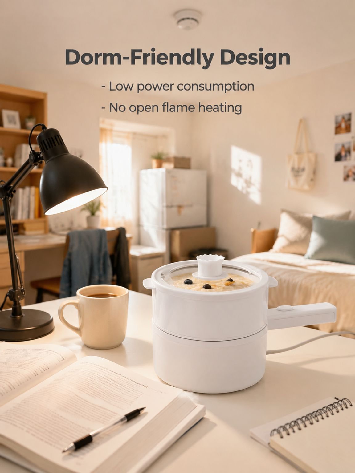 Portable electric cooking pot for dorms and travel