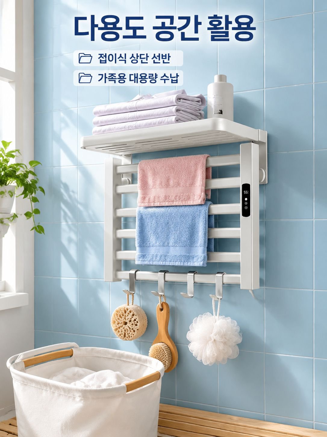 가정용 화장실 펀치 면제 항온 전기 수건 선반