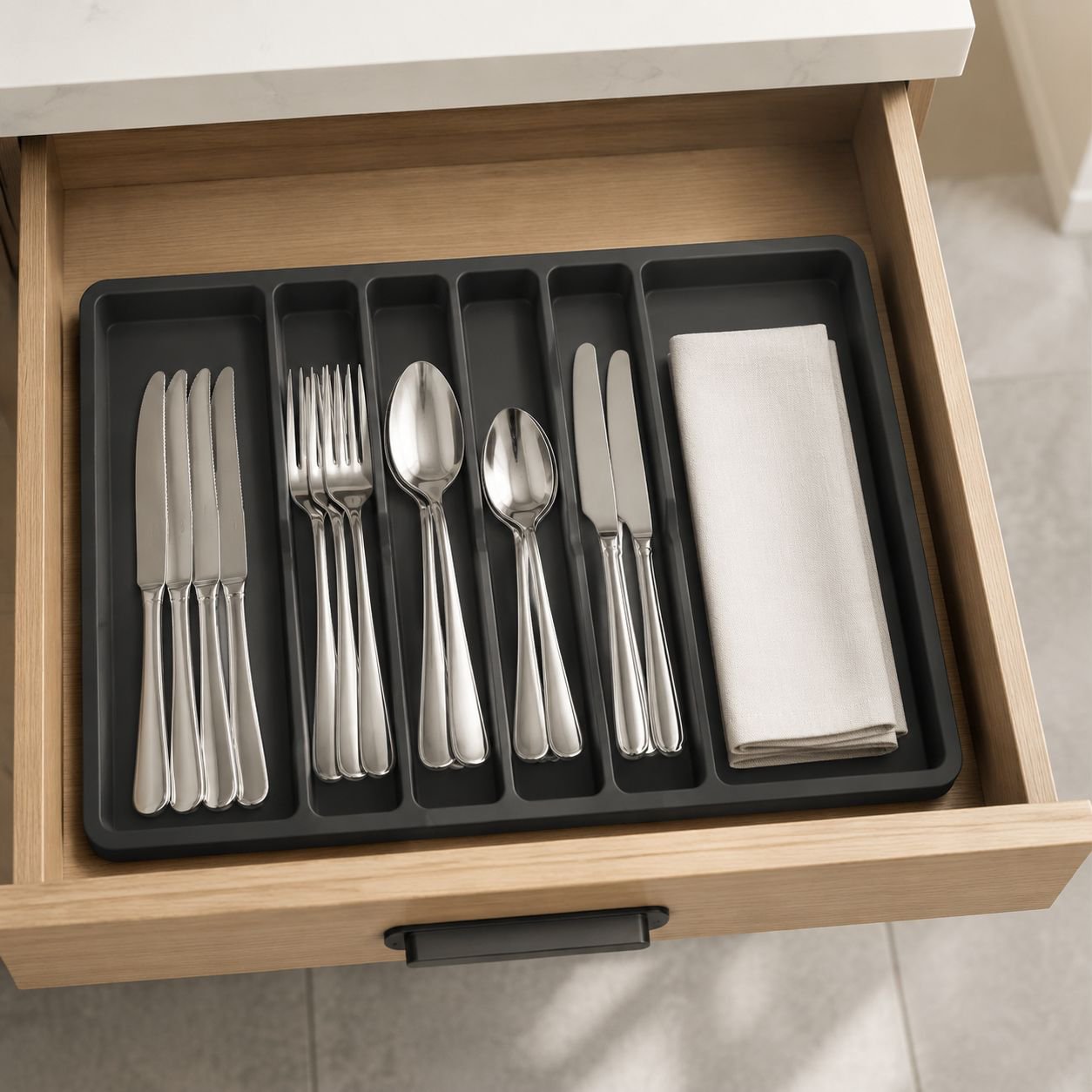 Boîte de rangement en silicone pour cuisine, séparateur de tiroir pour couverts