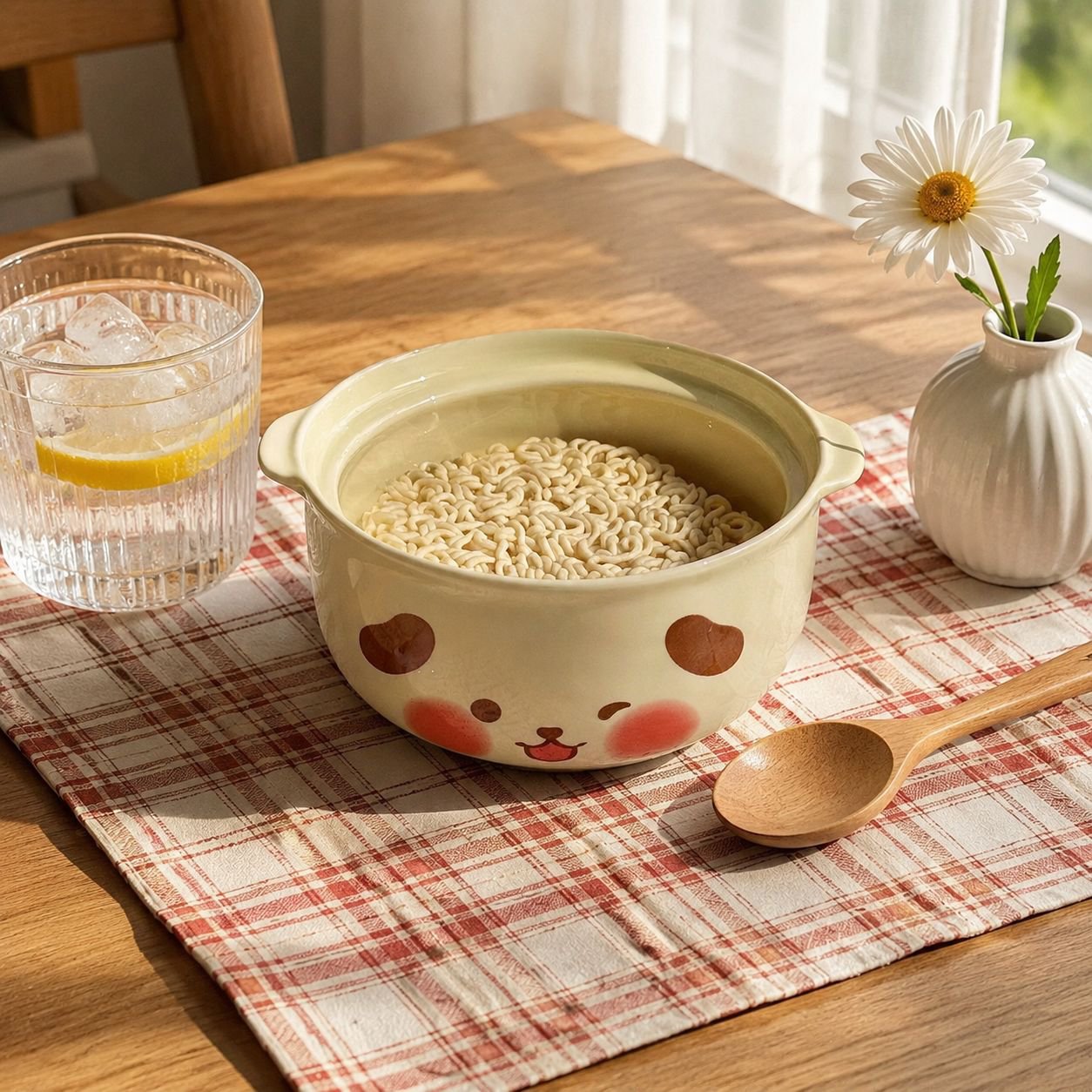High-value cartoon ceramic instant noodle bowl with lid tableware cute high-temperature underglaze c