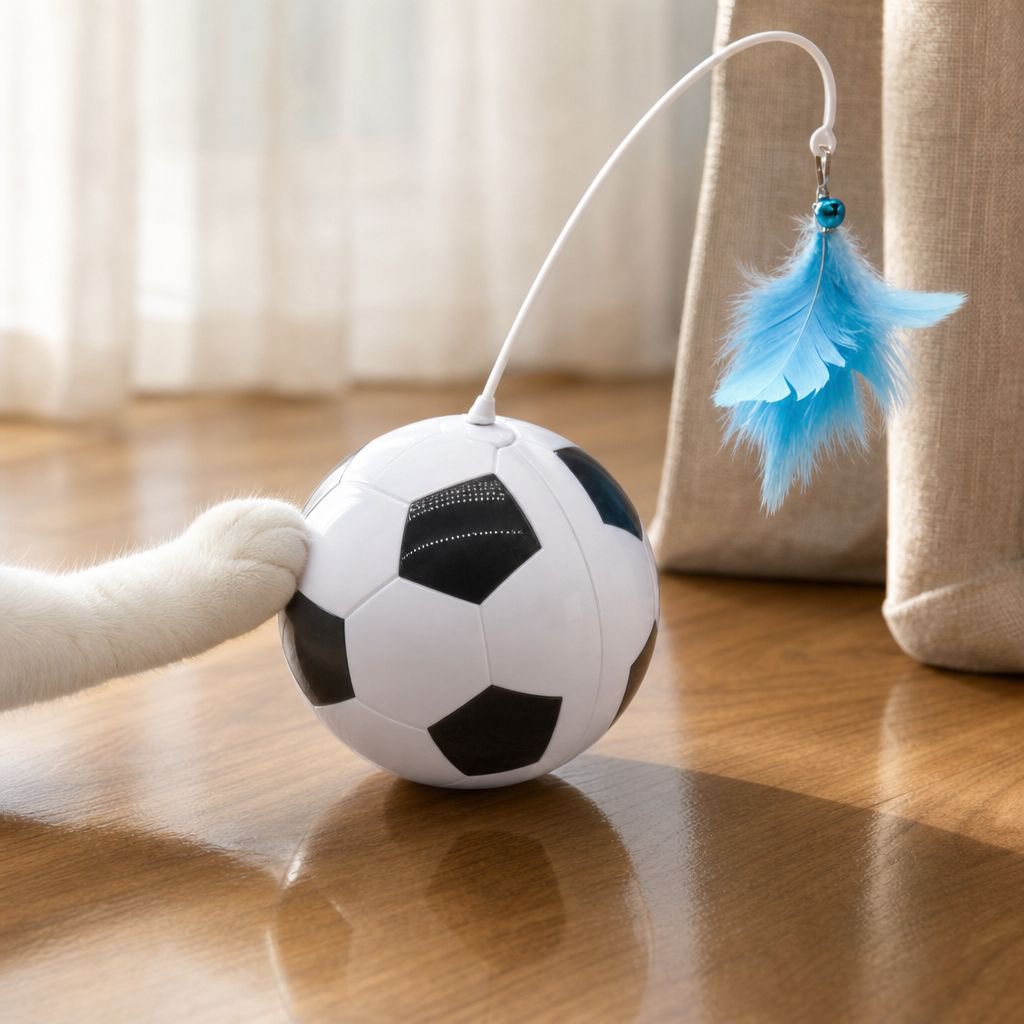 Cat teaser wand, cat toy, fun toy, treat dispenser, new soccer ball roly-poly toy